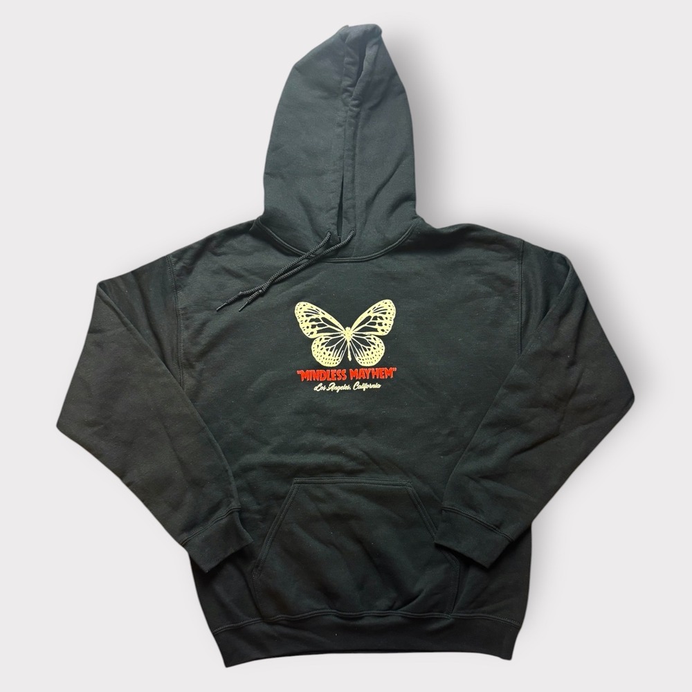 NovaMen Mindless Mayhem Butterfly Graphic Hoodie Black Medium Limited Edition - Picture 2 of 8